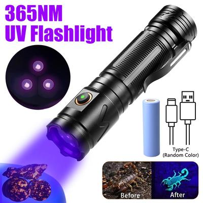 30W 365nm Led Siyah Işık UV El Feneri Para Cevheri Evcil Hayvan Lekeleri Görünmez Mürekkep Akrep İşaretleyici Sahteciliği Önleme Tespit Işığı