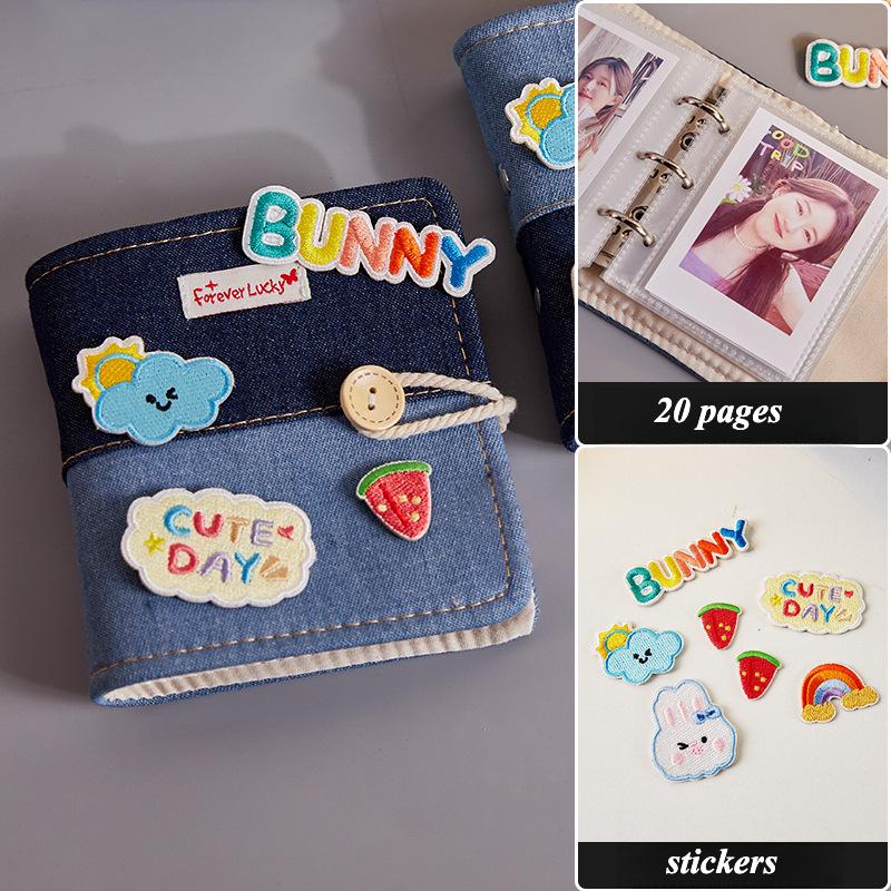 Fotoalbum im amerikanischen Stil mit Stickerei aus Denim, Mini-Fotoalbum M5, 3 Zoll, Kpop-Fotokarten-Sammelalbum, Kartenordner, Neu 2025