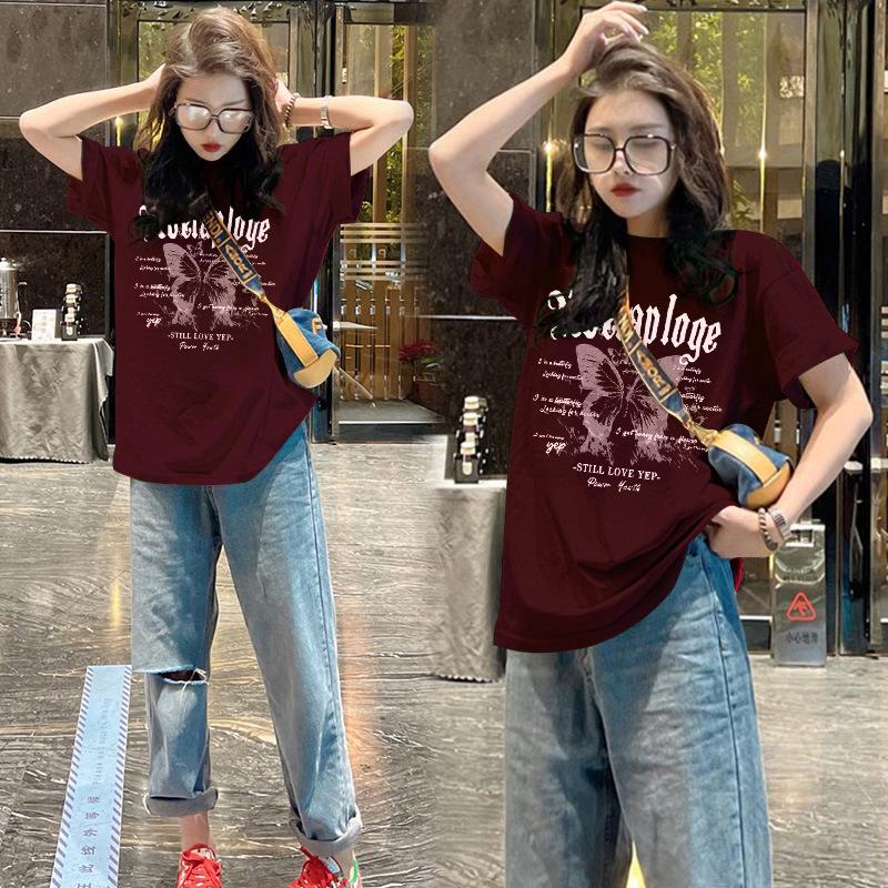 White inner cotton long loose short-sleeved T-shirt women's 2025 summer new large version top bottoming shirt M