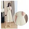 French Style Summer Dress for Petite Women Chiffon Slim Fit Round Neck Elegant Knee Length Flowy Dress