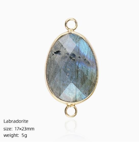 Natural Crystal Stone Charms Faceted Waterdrop Connector with Brass Findings Golden for Necklace Bracelet Jewelry Making DIY