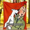 Custom Name Tintin Theme Printed Blanket - Perfect for Couch, Bed, Travel & Outdoor Use | Machine Washable, Cozy & Durable.