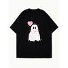 Oversized T Shirt Dress Black Ghost With Hearts And Be My Love Text Valentine Day Party Wear