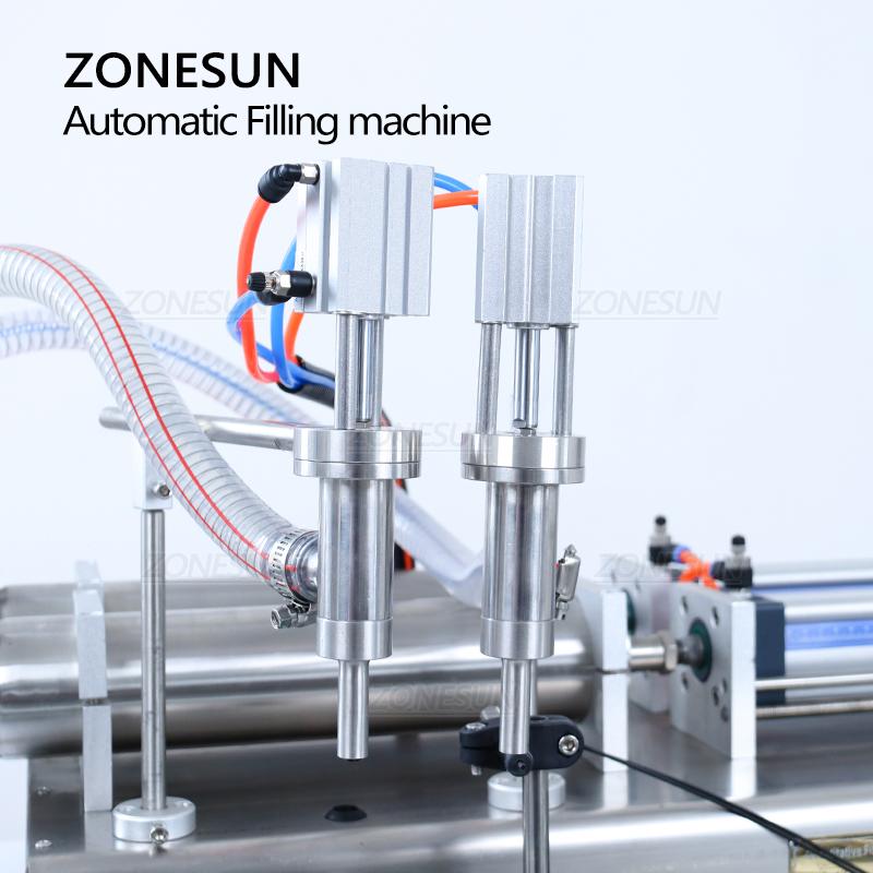 ZONESUN ZS-DTYT2L Automatic Pneumatic 2 Heads Liquid Filling Machine For Digital Control Juice Beverage Bottle Filler