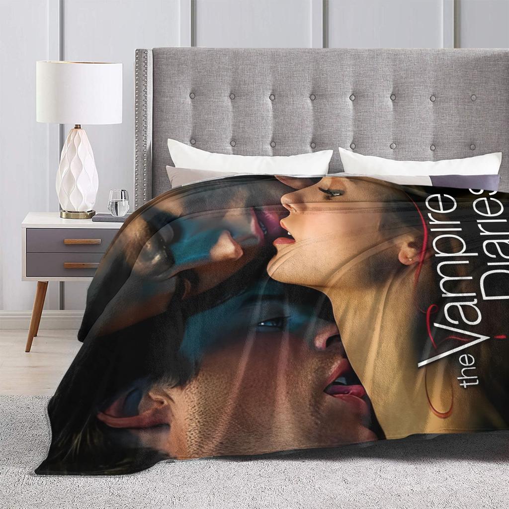 The Vampire Diaries Damon Salvatore Blankets Soft Fashion For Couch Chair Airplane Travel Flannel Bedspread Bed Cover
