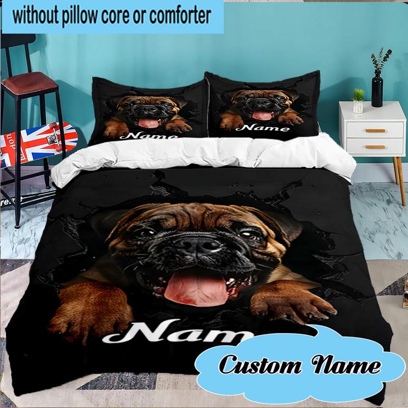 Custom Name 3PCS Pomeranian Through Hole. Bedding Set Including 1pc Duvet Cover And 2pcs Pillowcases for Bedroom, Dormitory Gift Home Decor