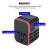 Universal Travel Adapter Plug 4 USB Ports Type C Sockets Converter for (Red)