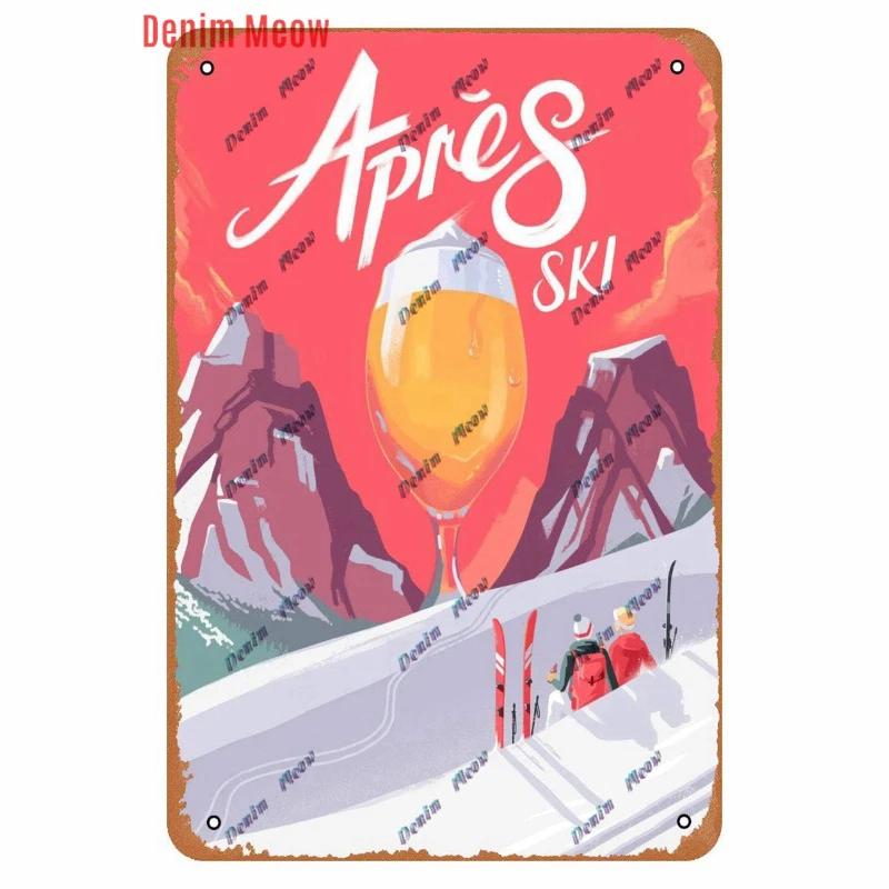 Vintage Ski Patrol Metal Poster, Retro Apres Skiing Tin Sign, Outdoor Winter Sports, Ski Team Printing Decoration, Plates, WY262