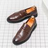 Retro Men Business Loafers Dark Brown American One-foot Comfortable Breathable Brand Brock Shoes Travel Shoes Sizes 38-46