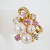 [Pre-owned] JUNET 750YG Akoya Pearl (Pink White Pearl) Pink/White Sapphire Earrings/j54-4