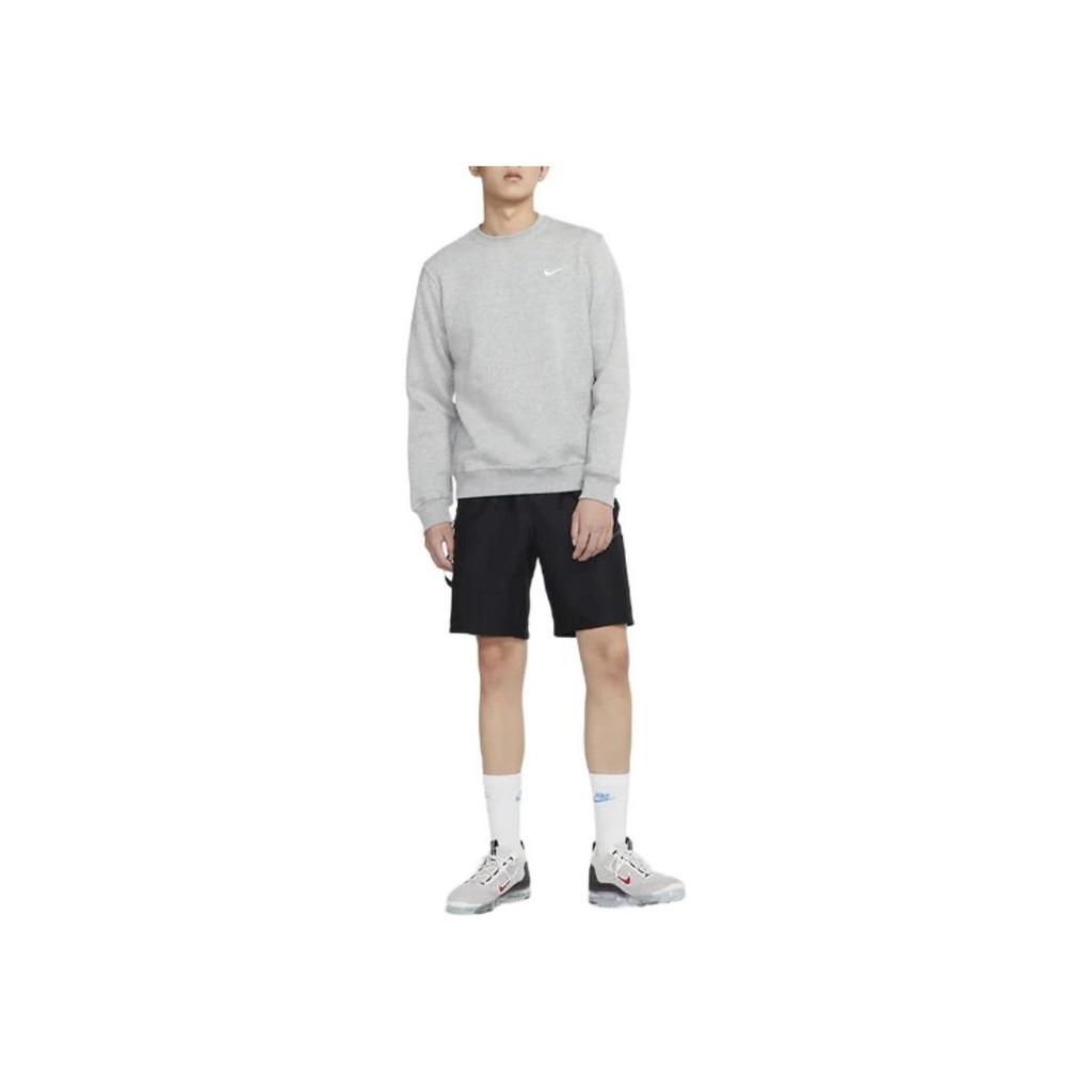 Nike Embroidered Logo Classic Fleece-Lined Sweatshirt Men Tops Grey 916609-063