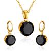 Titanium Steel Round Crystal Rhinestone Necklace And Earrings Set Fashion Jewelry Two Piece