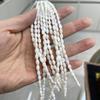 5String, White Natural Freshwater Shell Beads, 4×7mm, Handmade Oval Shape Shell Beads for DIY Jewelry Making 18cm