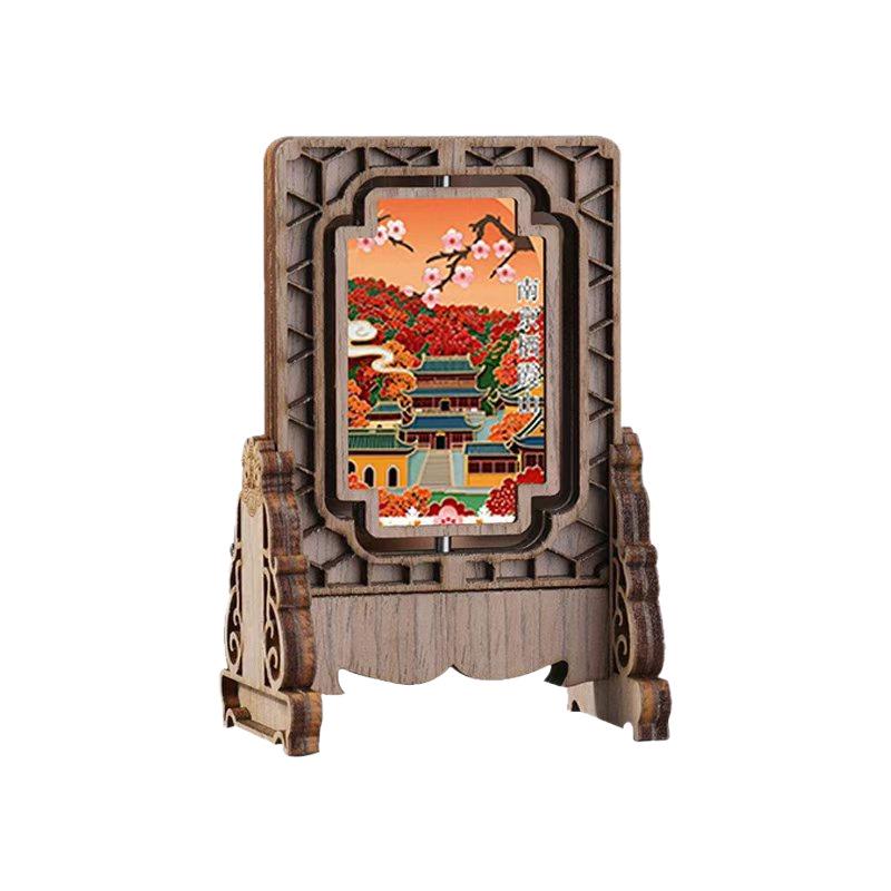 Nanjing Scenery Rotating Magnet: National Tide Retro Wood Ornament