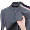 Solid Color 100 Wool Thickened Warm Half Zip Half Turtleneck Pullover Knit Sweater For Men