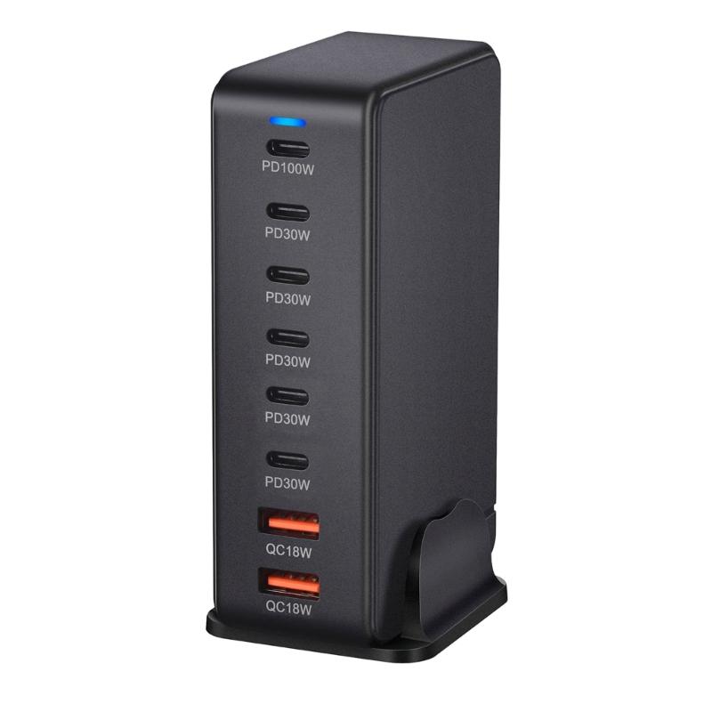 Multiports Charging Station with 286W Output, 6 USB C and 2 USB Slot Desktop Charging Holder Stand for Tablet Phones
