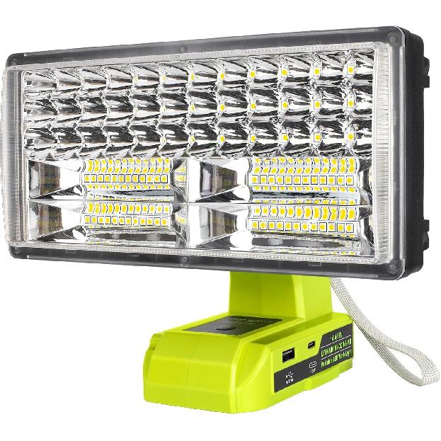 для светодиодного рабочего фонаря Ryobi 18V ONE+ с питанием от Li-ion, Ni-Cad или Ni-Mh - 40 Вт 4200 лм, беспроводной, со встроенным USB-портом (Батарейки в комплект не входят)