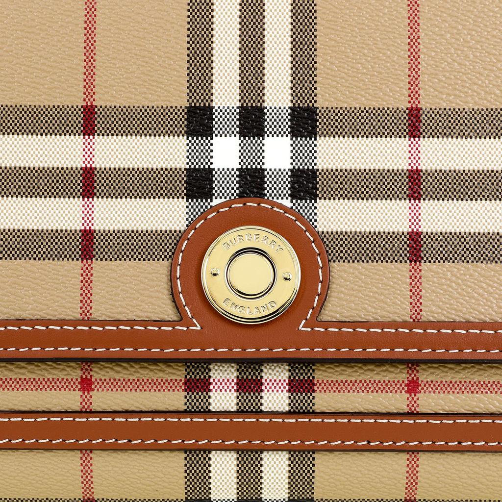 Burberry Classic Check Logo Buckle Cotton And Calfskin Messenger Bag Women Shoulder Bag Khaki 80662261