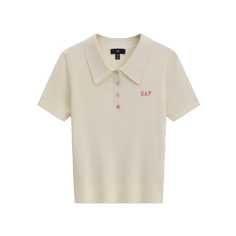 GAP Women's 2026 Spring Logo Ribbed Knit Polo Shirt