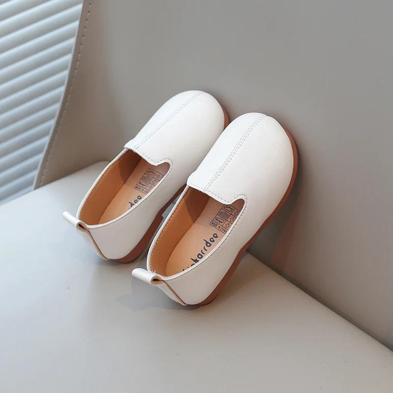Kids Casual Shoes for Girls Slip-on Leather Flats Moccasins Children Loafers Toddlers Boys Flats for Wedding Party Soft Classic