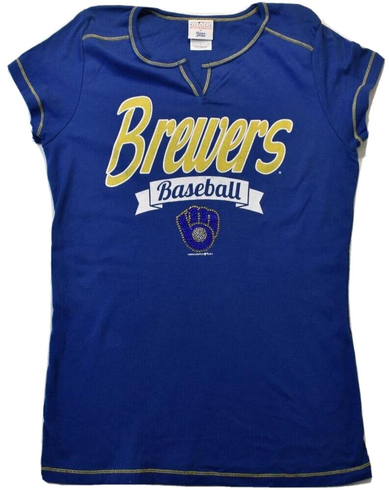 Campus LIfestyle Женская футболка-бэбидолл Milwaukee Brewers Новая M, L, XL 3XL