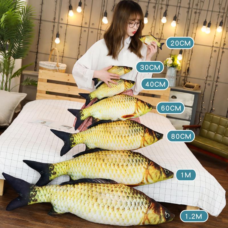 Plush Fish Toy Creative Simulation Crucian Carp Grass Fish Grass Carp Salted Fish Plush Toy Cute Cartoon Cat Plush Pillow Toys