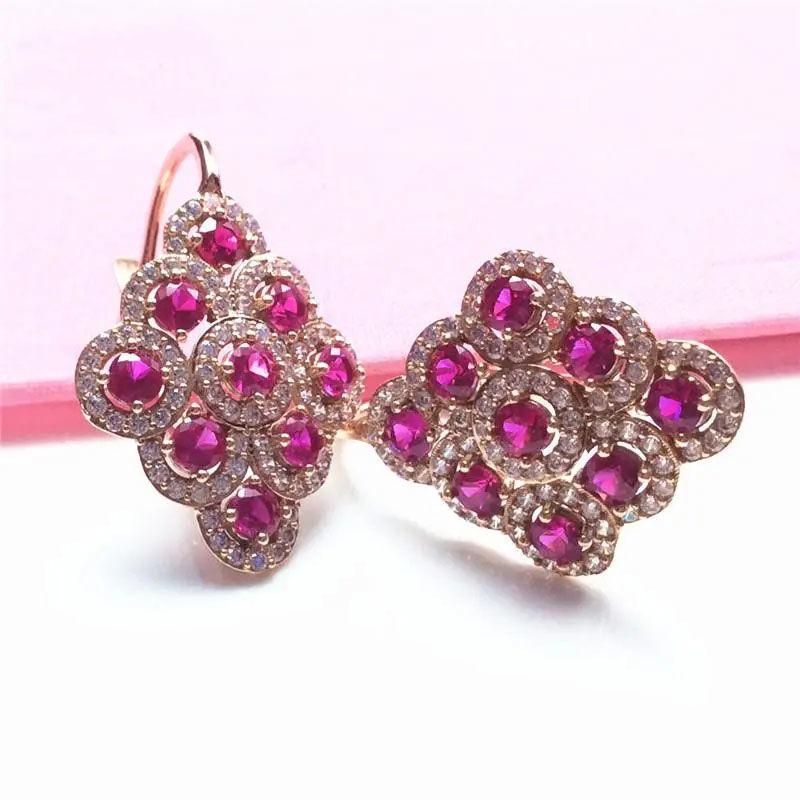 

Exquisite Purple Gold-Plated Rose Gold Inlaid Zircon Rhombus Earrings, Simple And Fashionable Personalized Light Luxury Versatile Colored Gold Earring