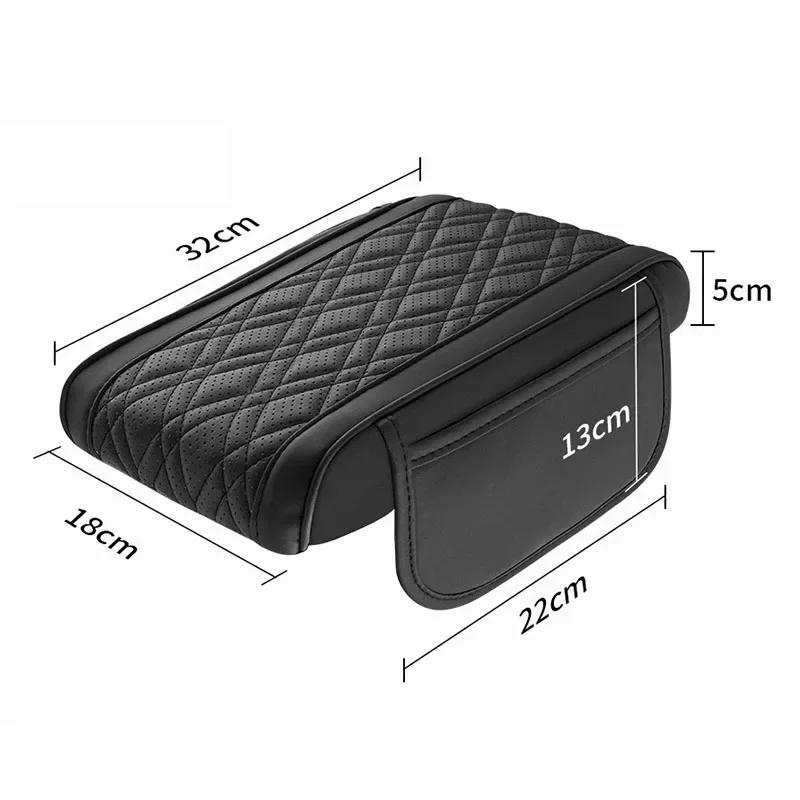 Universal Car Armrest Box Pad Leather Elastic Sponge Height Pad with Side Storage Bag Center Armrest Protective Cushion Support