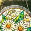 Nationaler Puzzle-Tag Ornament Acryl-Sonnfänger mit farbiger Lichtprojektion DIY-Fensteraufhängung Dekoration Kratzfest für Garten Terrasse