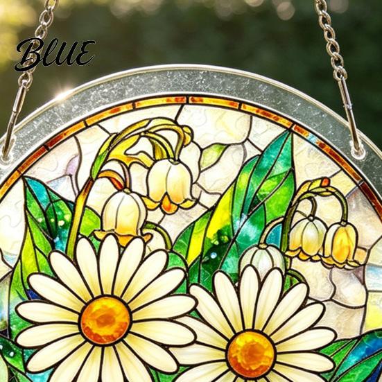 Nationaler Puzzle-Tag Ornament Acryl-Sonnfänger mit farbiger Lichtprojektion DIY-Fensteraufhängung Dekoration Kratzfest für Garten Terrasse