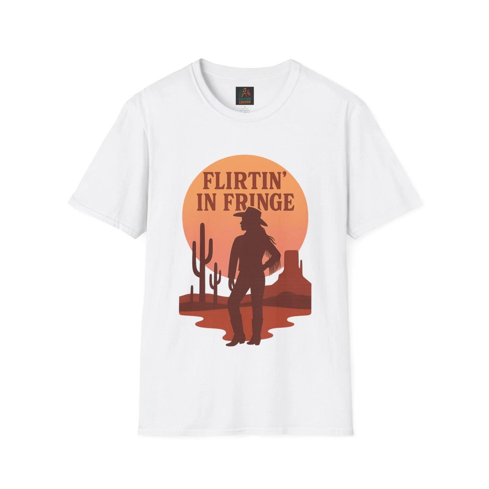 Flirtin  in Fringe T-Shirt, Womens Casual Tee, Cowboy Vibe Shirt, Western [...] S