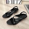 Retro Niche Design Simple Open-toed Round Head Cross with Wedge Heel Sandals Women's Summer New Sandals
