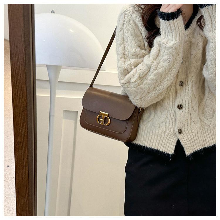 French Style Women's Bag 2023 Autumn And Winter New Tide Pure Color Pu Small Square Bag Street Fashion Daily Shoulder Bag