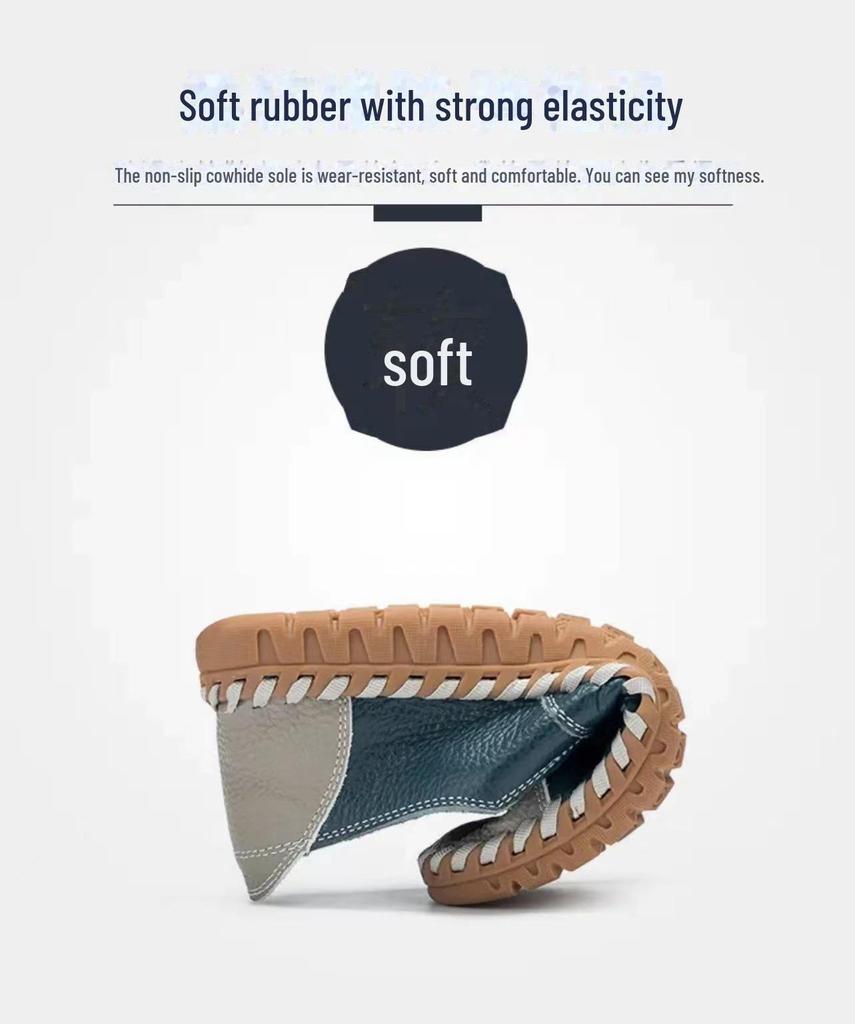 Men's Leather Slip-On High-Top Casual Shoes - Soft Sole, Genuine Cowhide for Autumn/Winter