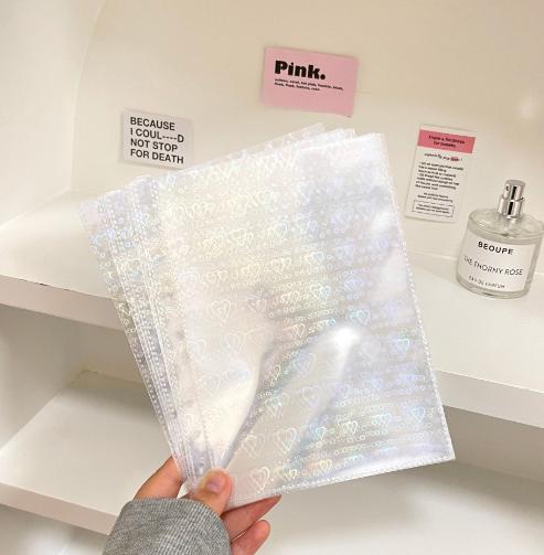 A5 Laser Star Transparent File Holder Notebook 6 Hole Loose Leaf DIY Goll card Album Binder Rings PVC Storage Binding Folder