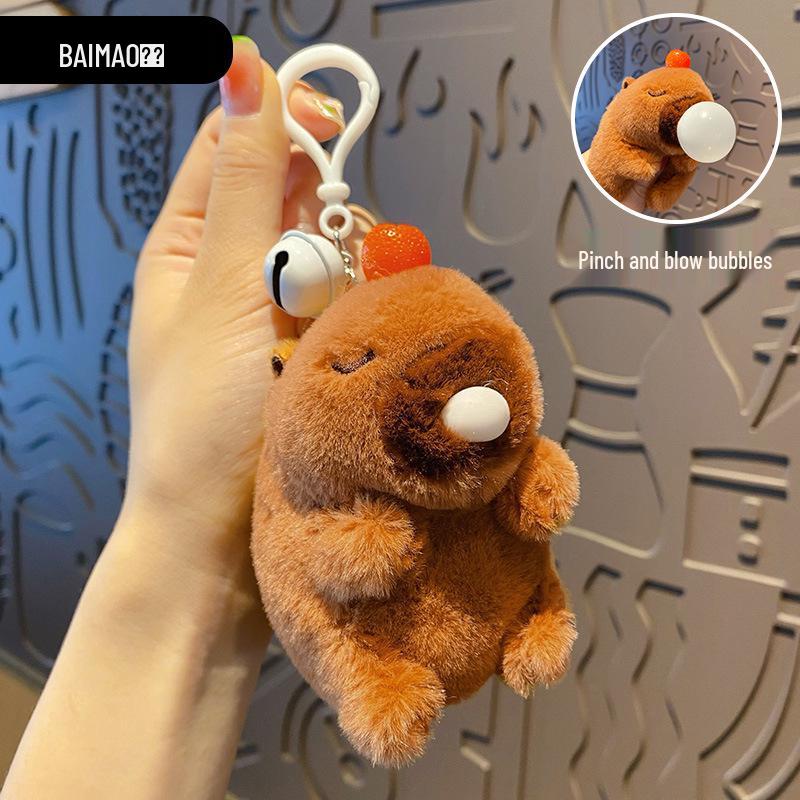 Capybara Cartoon Plush Keychain: Bubble Blowing Bag Charm OPP Bag Packaging