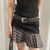 American Retro Rivets Waist Belt Edgy Leopard Design Waist Girdle PU Leather Waistband StylishPunk Accessory