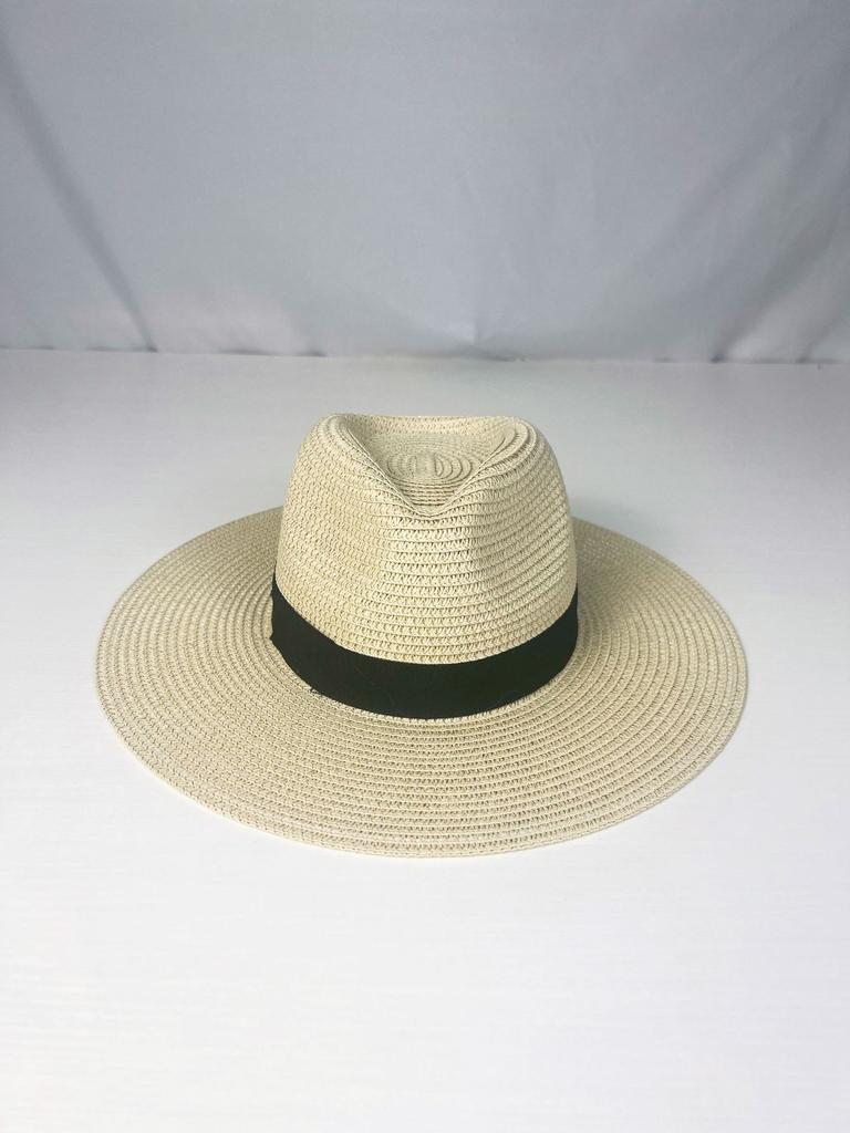 Men's and women's summer sunscreen straw hat sunshade Panama top hat straw woven big brim sun hat travel hat literary and retro