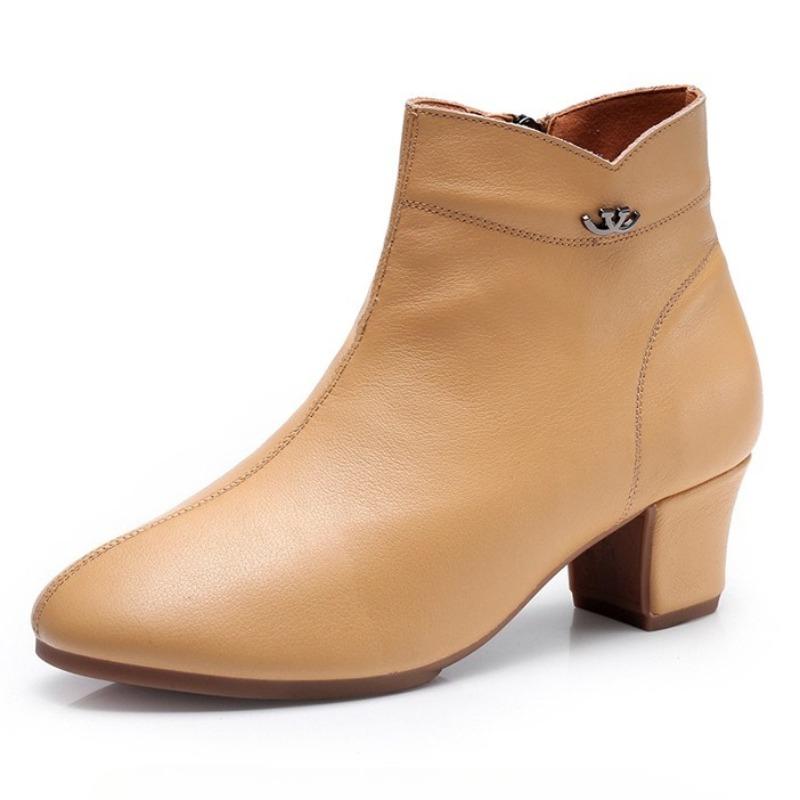 Modische Herbst Winter Stiefel Damen Stiefeletten Schuhe Frau Mode Keilabsatz Absätze Damen Stiefel Hohe Qualität Leder Schuhe Damen Reißverschluss