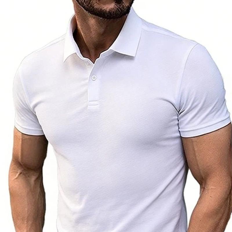 Men's Solid Color Short Sleeve Pique Knit Polo Shirt Casual Daily Wear Top for Summer