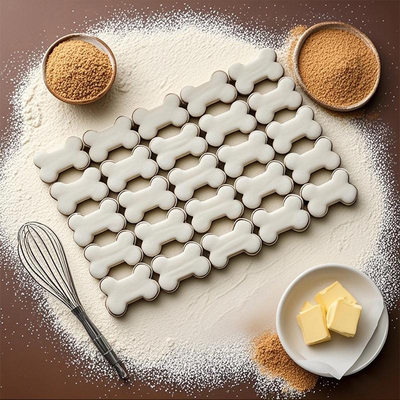 Cookie Cutter Dog Bone Shaped Stainless Steel Mold With Cleaning Brush Diy Cake Sugarcraft Pastry Biscuit Mould Kitchen Tool
