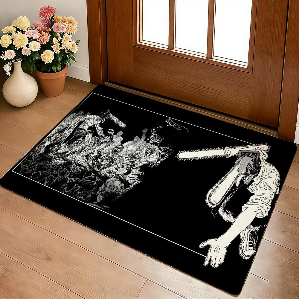 C-Chainsaw Man Fußmatte Gemütliche Flanell Weiche Dicke Rutschfeste Matte für Wohnzimmer Schlafzimmer Küche Dekor Teppiche