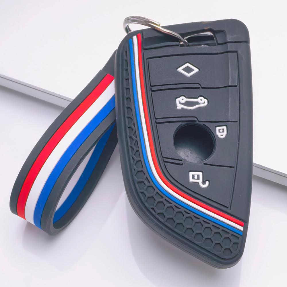 Key Fob Cover for BMW F20 F22 F30 F31 F32 F34 F10 F11 with Keychain Anti-Scratch Surface Shockproof Structure Soft Grip Texture Easy Install Design