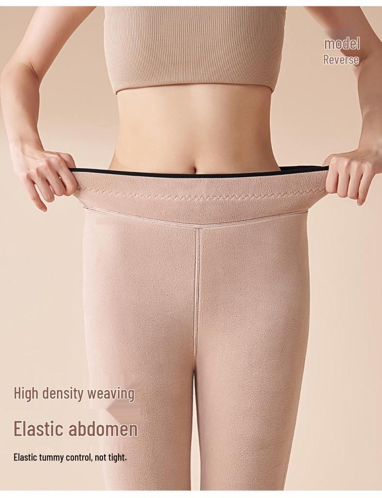 Women's Thick Fleece-Lined Wool-Blend Pants, Ideal for Winter Outdoor Wear, Extra-Warm and Cozy.