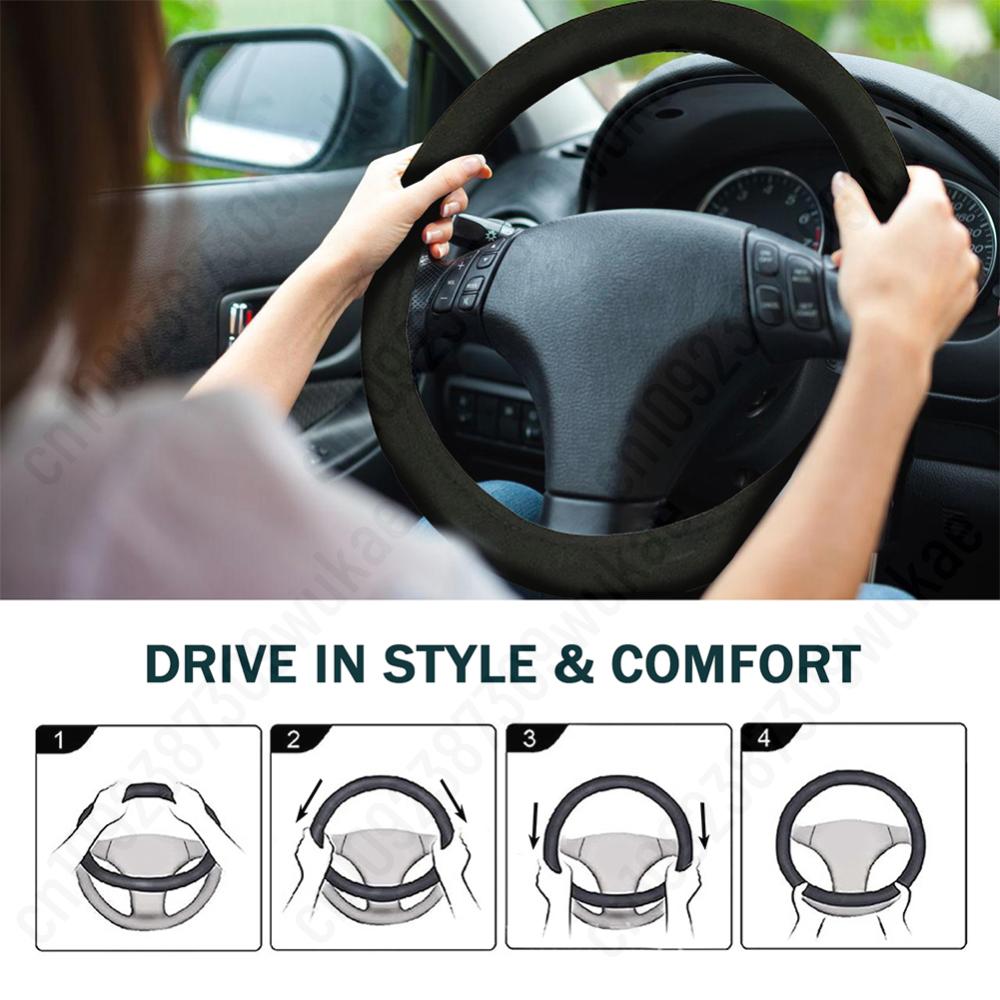 1-5PCS Winter Car Steering Wheel Cover Anti Slip Universal For Steering Wheel Protector Cover Fast Heating Vans Car Accessories