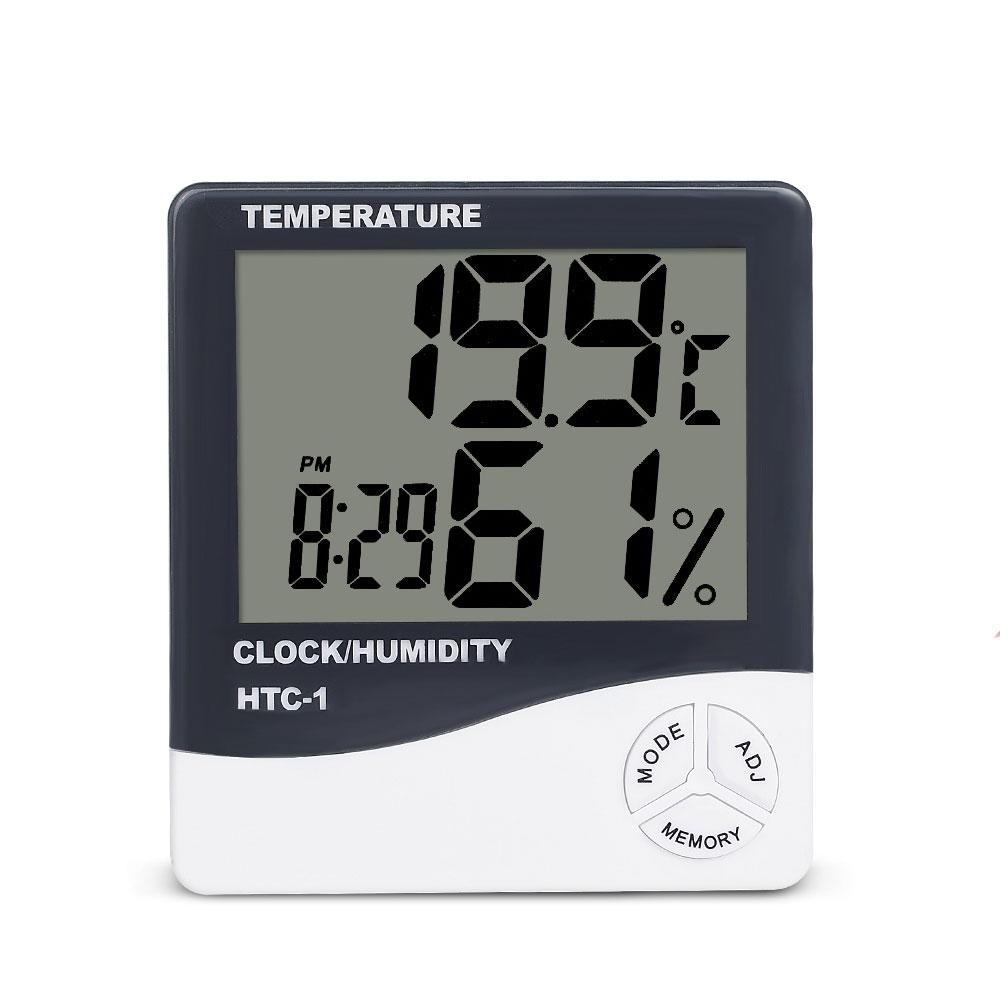 LCD Electronic Digital Temperature Humidity Meter Thermometer Hygrometer Indoor Outdoor Weather Station Clock HTC-1 HTC-2 HTC-1s