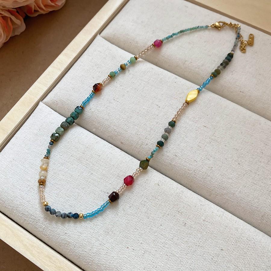 Dopamine Ethnic Retro Beaded Colorful Pearl Choker Necklace - Niche High-End Fashion
