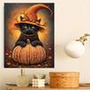 Frameless Pearl Bead Painting Kit Black Cat Pumpkin Autumn Design DIY Handmade Craft Canvas for Modern Home Wall Decor Art