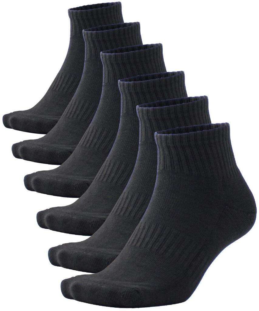 Sports Black and School Sizes Set of 6 Sizes Men's Socks, White, Short, Socks, 25-27cm/27-29cm, (Black, 27-29cm)