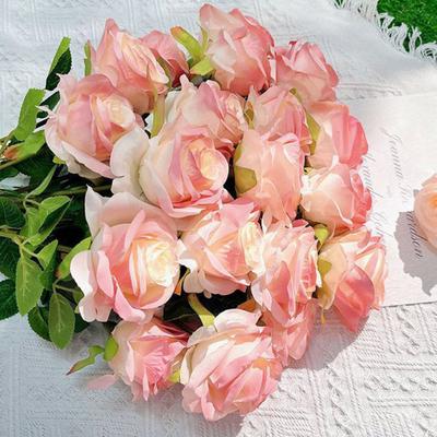 12 Stück künstliche Rosenblüten, realistisch aussehende, lebendige Farben, lichtecht, Kunstrosen, Blumenstrauß, Hochzeitsdekoration